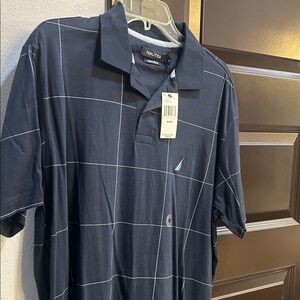 Nautica Men's Dark Blue Checkered Polo